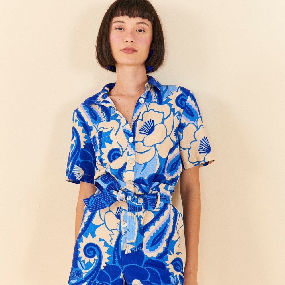 Blue Tropical Groove Romper